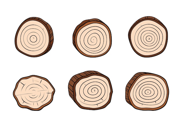 set of vector tree stump isolated on white background