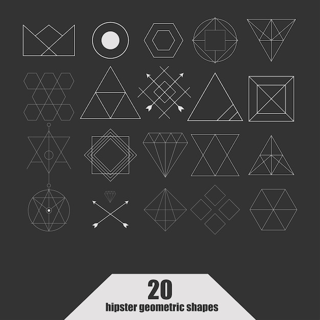 set of vector trendy geometric icons alchemy symbols collection religion philosophy spirituality occultism