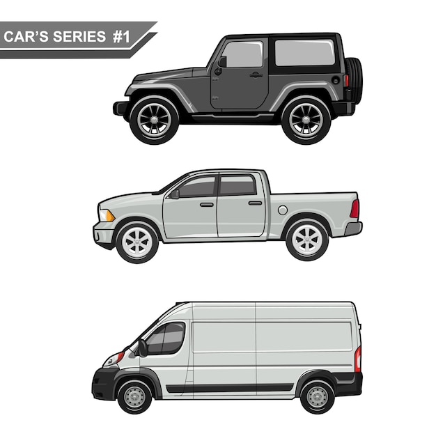 Vector set of vector truck cars series