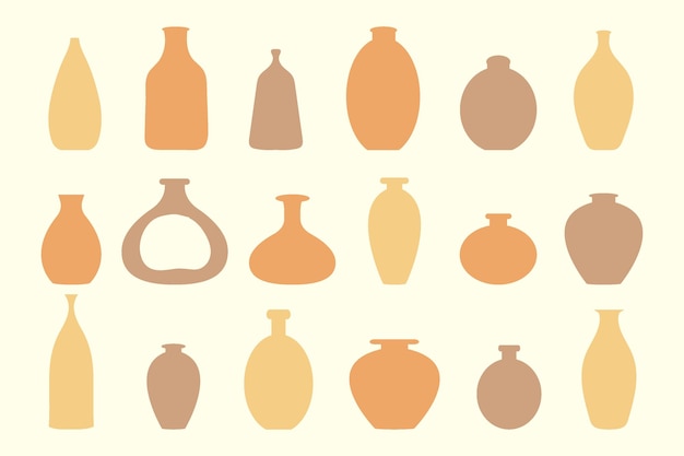 Set of vector vases composition element for collection