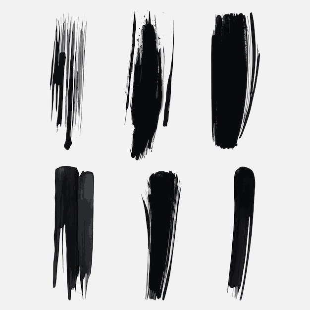 Vector set of vector vector black paint ink brush stroke brush line or texture