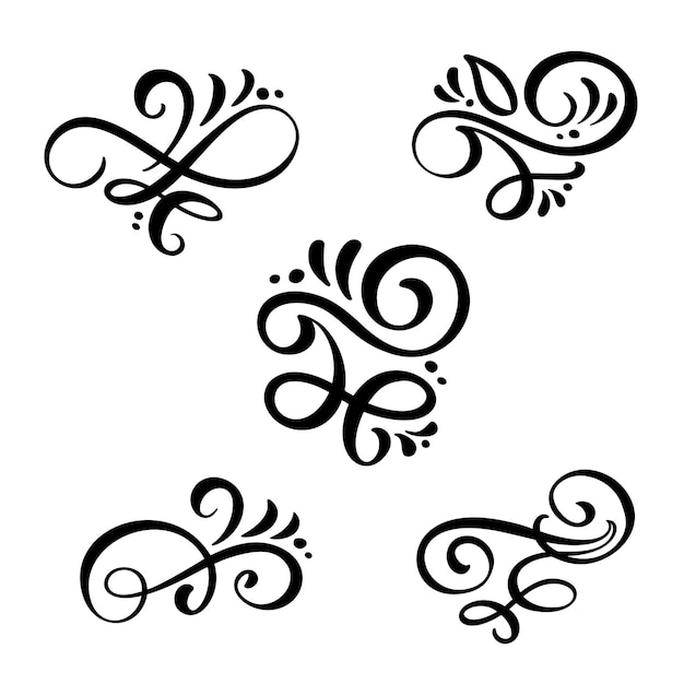 Set of vector vintage line elegant dividers and separators swirl and corner decorative ornaments