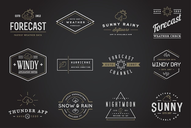 Premium Vector | Set of vector weather icons and logotypes of business ...