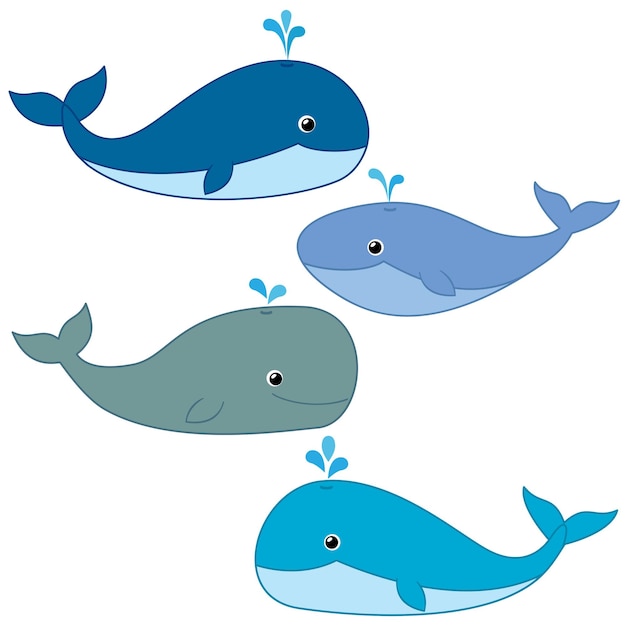 Set of vector whales