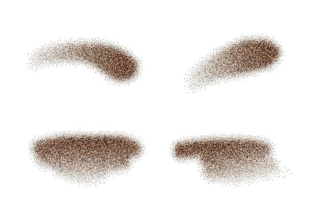 Set vectorelementen van gemalen zwarte peperpoeder