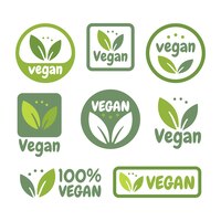 Set of vegan icons in flat design