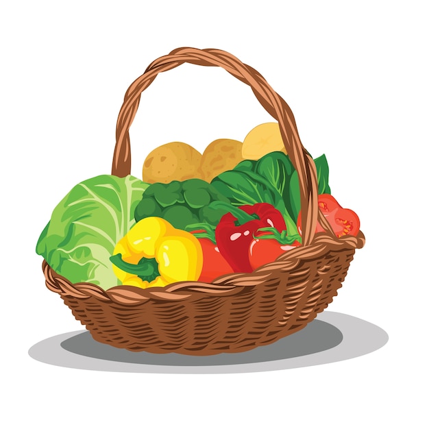 Vector set of vegetable in basket