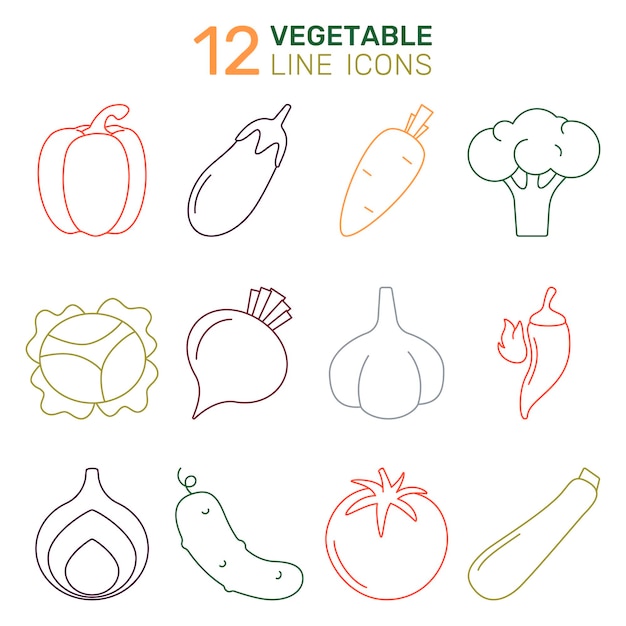 Набор векторных иконок овощей