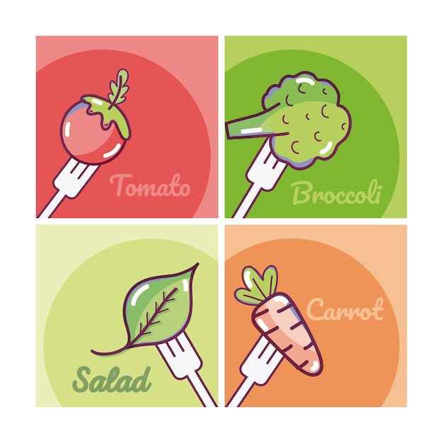 Set of vegetables cartoons