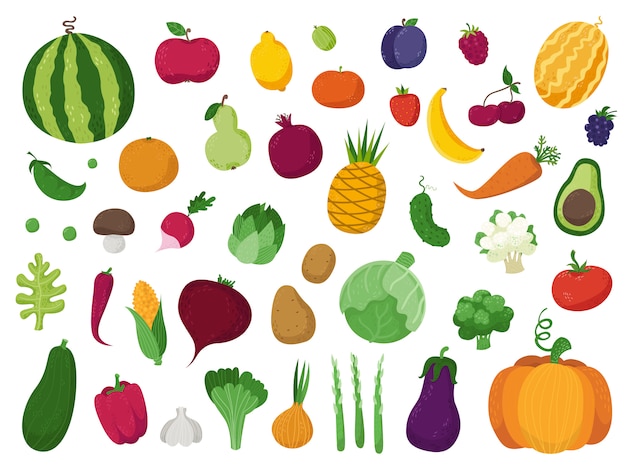 野菜、果物、果実のセット