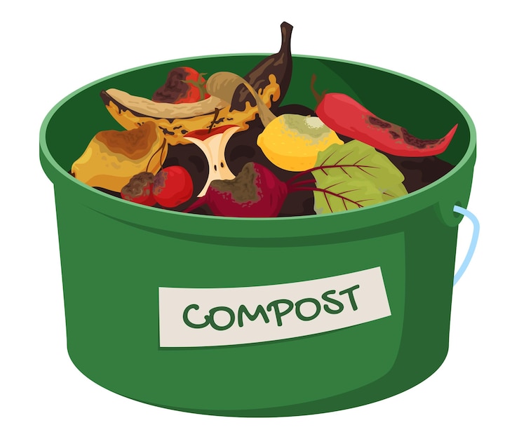 Vector set of vegetables fruits rotting products composting food perishable products vector illustration on a white background
