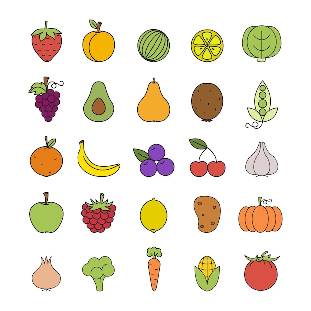 Set di frutta e verdura