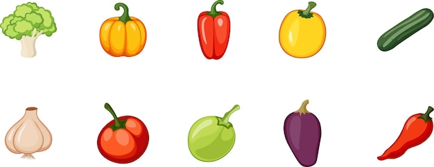 Set of vegetables vector icon in flat 3d design