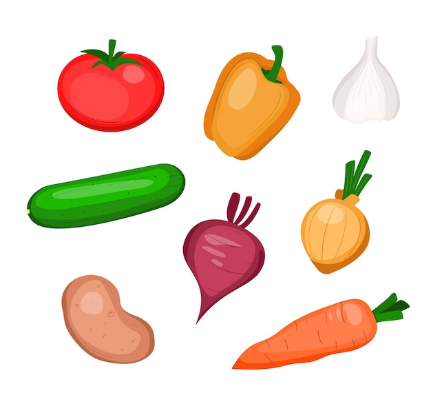 Set of vegetables on a white background