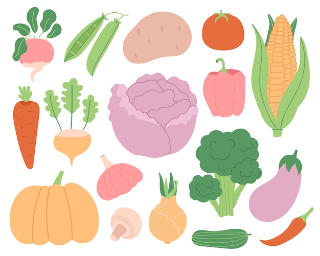 Vector set of vegetables.