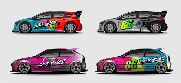 Set of vehicle graphic kit. Modern abstract background for car wrap branding and automobile sticker decals livery