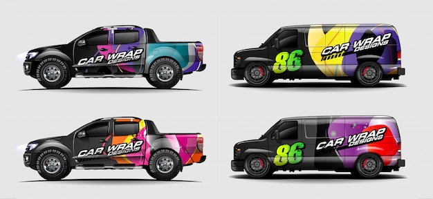 Vector set of vehicle wrap background designs