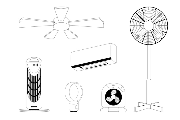 Vector set of ventilation and cooling illustrations vector