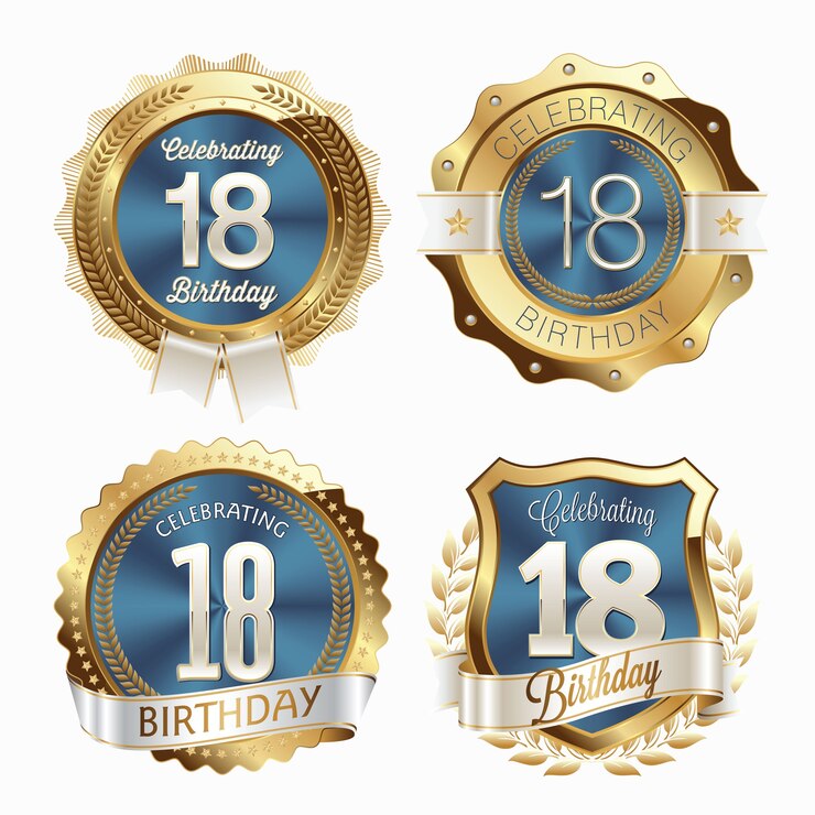 Set verjaardag badges geïsoleerd op wit