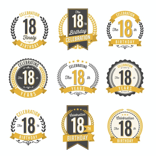 Vector set verjaardag badges geïsoleerd op wit