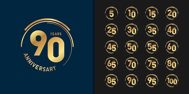 Vector set verjaardag logo. gouden jubileumfeest.