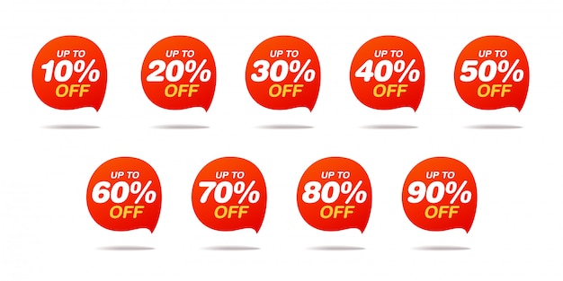Set verkoop tags. Korting stickerspakket