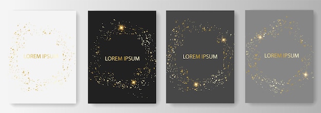 Set verzameling achtergronden met gouden glitters