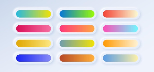 Vector set of vibrant colorful color gradients