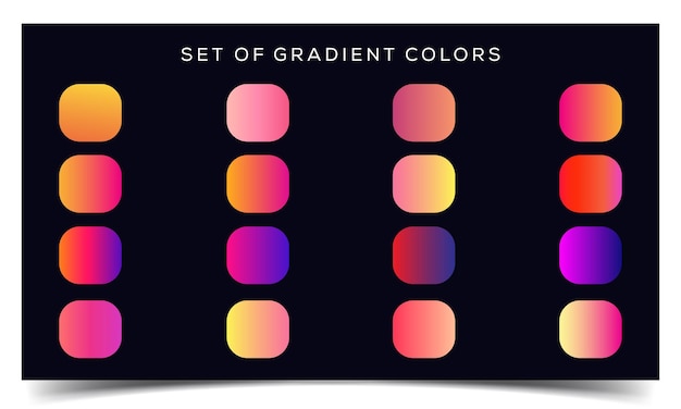 Set of vibrant colorful gradients Colorful set of gradients design Elegant colorful gradient shades