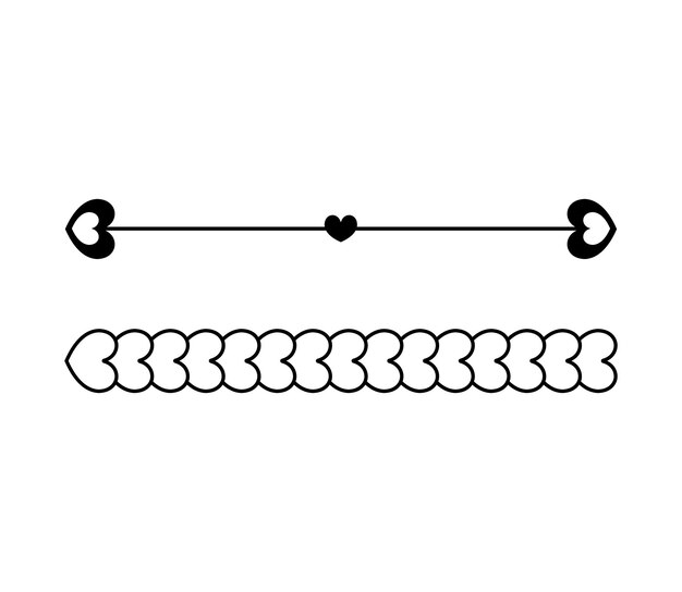 Vector set vignetten met hartjes