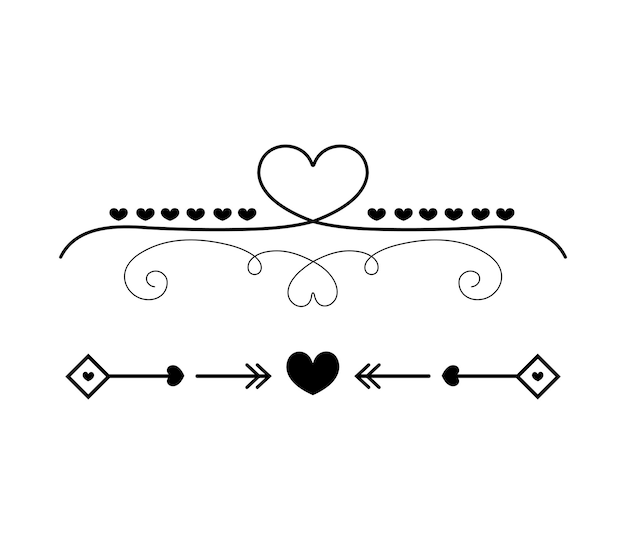 Vector set of vignettes with hearts