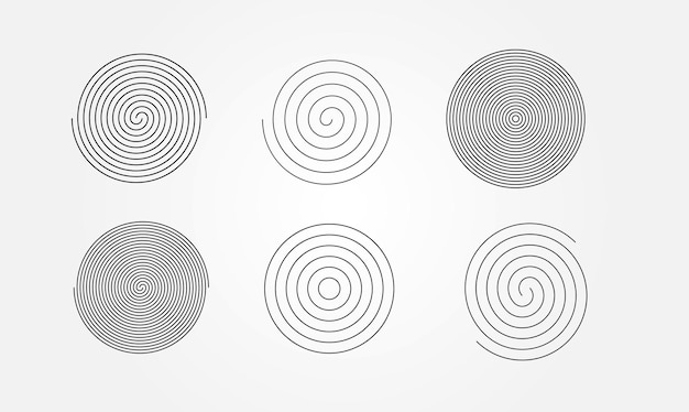 Set vingerafdrukken en spiralen, dunne lijnen, geïsoleerd op wit. modern ontwerp