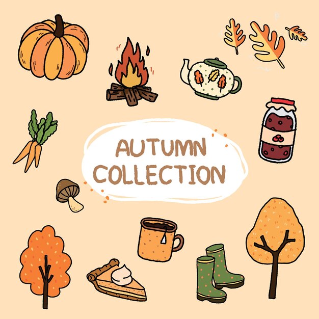 Vector set of vintage autumn and element
