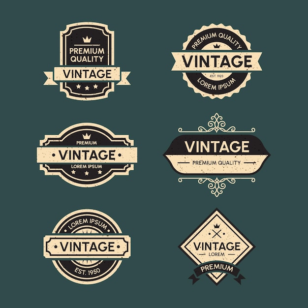 Set of Vintage Badge Label