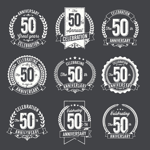 Vector set vintage badges verjaardagsviering