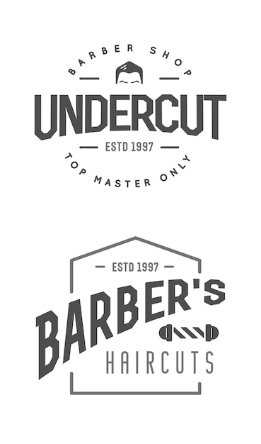 Vector set vintage barbershop labels-sjablonen voor het ontwerpen van logo's en emblemen