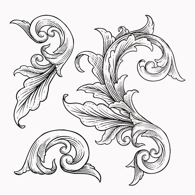 Vector set vintage barokke frame scroll ornament