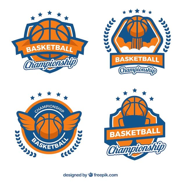 Set of vintage basketball badges