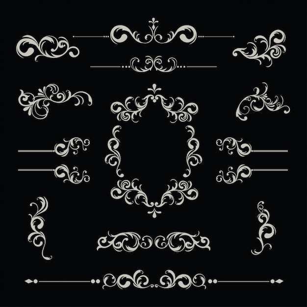 Vector set of vintage border element