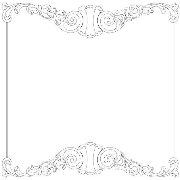 Set of vintage border frame engraving with retro ornament pattern. Vector.