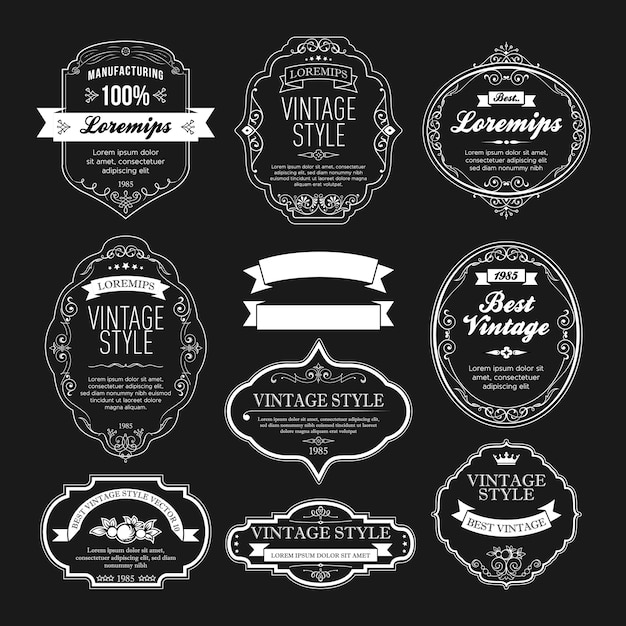 Vector set of vintage bottle label design