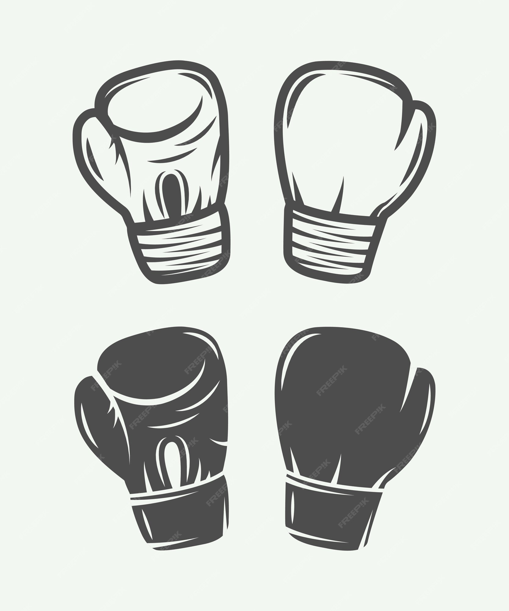 Premium Vector Set of vintage boxing gloves in retro style