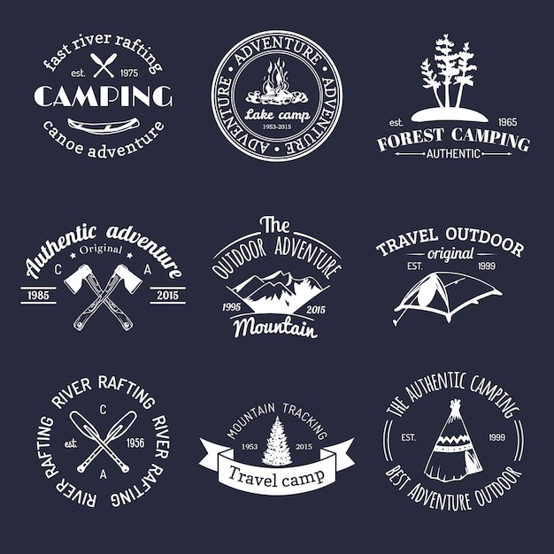 Set of vintage camping logos