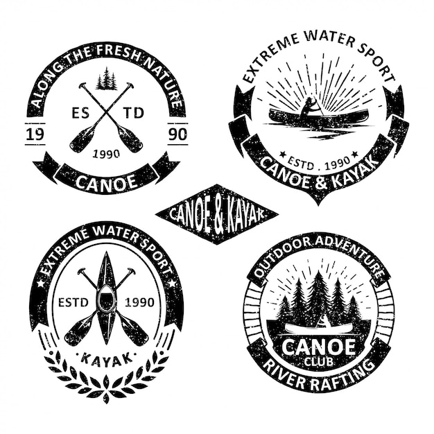 Set of vintage canoe badges