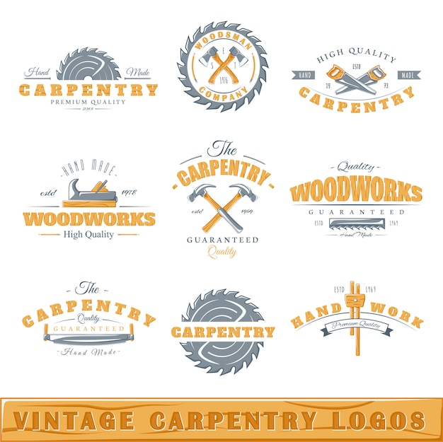 Vector set of vintage carpentry logos