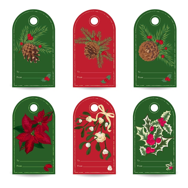 Set of vintage Christmas gift tags