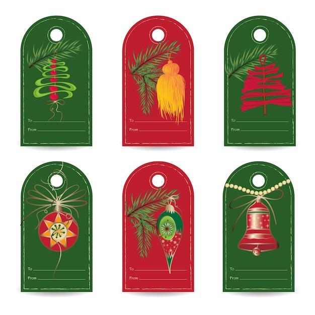 Set of vintage Christmas gift tags