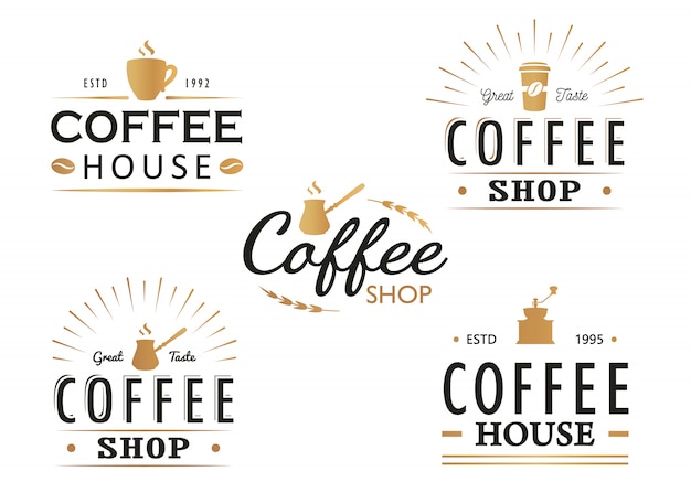 Set of vintage Coffee logo templates, badges and design elements. Logotypes collection for coffee shop, cafe, restaurant.