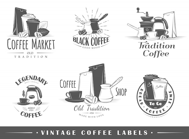 Set of vintage coffee logos