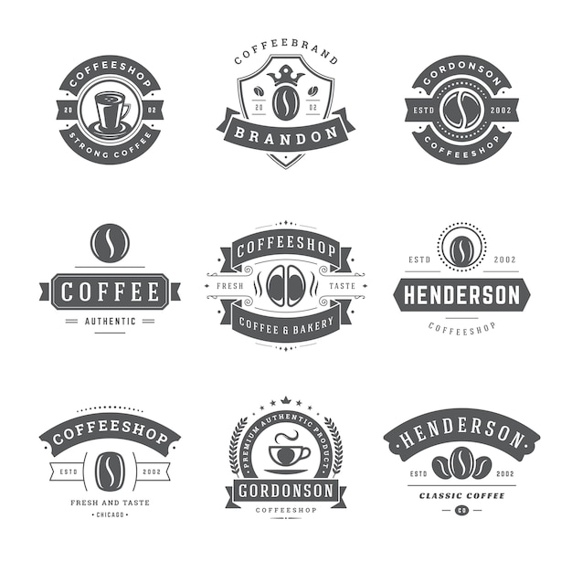 Vector set of vintage coffee shop logos